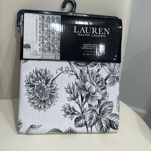 Lauren Ralph Lauren White & Black Floral Shower Curtain